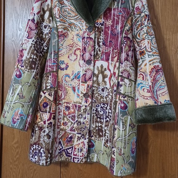 Chico's Mixed Print, Faux Suede Coat - Picture 2 of 7